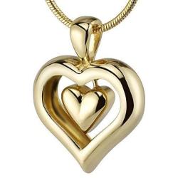 The Eternity Heart 18kt Gold Finish Cremation Jewelry Urn Pendant Memorial Keepsake Necklace for Ashes with 20” Snake Chain