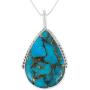 Turquoise Network Gemstones Pendant Necklace in Sterling Silver 925