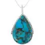 Turquoise Network Gemstones Pendant Necklace in Sterling Silver 925 Turquoise Network Gemstones Pendant Necklace in Sterling Silver 925