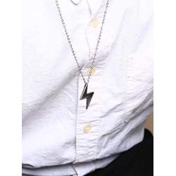 BEANS Stainless Steel Classic Vintage Antique Lightning Bolt Pendant Necklace for Men Women,Free Chain 20 Inches