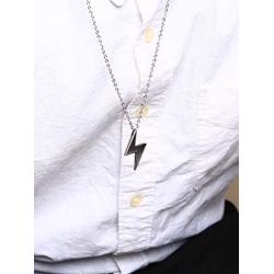 BEANS Stainless Steel Classic Vintage Antique Lightning Bolt Pendant Necklace for Men Women,Free Chain 20 Inches