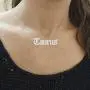Zodiac Necklaces for Women Old English Necklace Horoscope Constellation Necklace Astrology Jewelry Stainless Steel Zodiac Jewelry 14.2''+2.75''