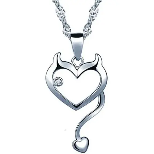 Infinite U Womens 925 Sterling Silver Cubic Zirconia Devil Heart Pendant Necklace, Silver Infinite U Womens 925 Sterling Silver Cubic Zirconia Devil Heart Pendant Necklace, Silver