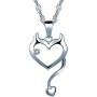 Infinite U Womens 925 Sterling Silver Cubic Zirconia Devil Heart Pendant Necklace, Silver