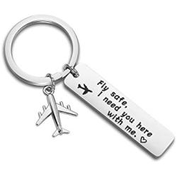Fly Safe I Need You Here With Me Keychain Pilot Flight Attendant Gift Long Distance Jewelry Airplane Jet Traveler Gift