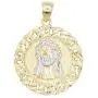 Ice on Fire Jewelry 10k Solid Two Tone White and Yellow Gold Jesus Head Pendant, Diamond Cut Finish Religious Prayer Medal Ice on Fire Jewelry 10k Solid Two Tone White and Yellow Gold Jesus Head Pendant, Diamond Cut Finish Religious Prayer Medal