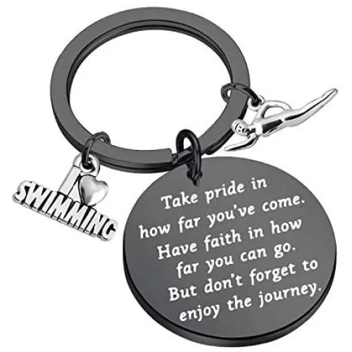 FUSTMW Swim Keychain I Love Swimming Lover Gift Take Pride in How Far You Have Come Swim Team Inspirational Gift Swimming Jewelry for Swimmers FUSTMW Swim Keychain I Love Swimming Lover Gift Take Pride in How Far You Have Come Swim Team Inspirational Gift Swimming Jewelry for Swimmers