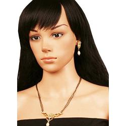 Touchstone Gold Tone Indian Bollywood Ethnic Pretty mangalsutra Necklace Set Jewelry for Women