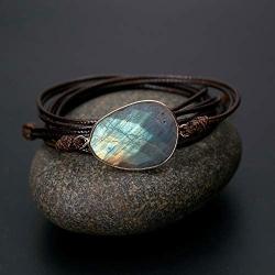Ying An Handmade Labradorite Wax Cord Wrap Bracelet