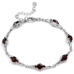 Silvershake 4.97ct. Natural Garnet White Gold Plated 925 Sterling Silver 7 to 8.5 Inch Adjustable Bracelet