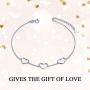 14k Gold Heart Bracelet for Women, Real Gold Fine Love Jewelry Gifts for Her,6.7''-8.1''