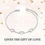 14k Gold Heart Bracelet for Women, Real Gold Fine Love Jewelry Gifts for Her,6.7''-8.1''