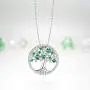 Tree of Life Necklace April Birthstone Simulated Diamond Mothers Day Birthday Gift Emerald Pearl Ruby Peridot Blue Sapphire Pink Tourmaline Citrine Aquamarine Sterling Silver Necklace