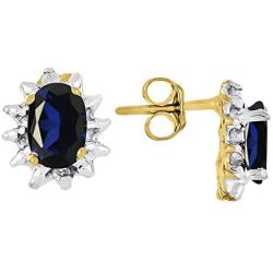 RYLOS Jewelry For Women 14K Yellow Gold Birthstone Jewelry Ring, Earring & Pendant Necklace Gemstone & Genuine Diamonds 6X4MM Birthstone Womens Jewelry Matching Friendship Gold Jewelry For Women