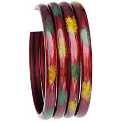Indian Bollywood Jewelry Bangles Plain Printed Glass Bangles 4p Traditional Costume Matching Bracelets For Women