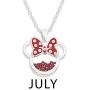 Disney Birthstone Women and Girls Jewelry Minnie Mouse Silver Plated Shaker Pendant Necklace, 18+2'' Extender