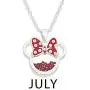 Disney Birthstone Women and Girls Jewelry Minnie Mouse Silver Plated Shaker Pendant Necklace, 18+2'' Extender