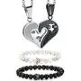 LOLIAS 4Pcs Couple Necklace Bracelets Matching Set for Women Men Love Heart Pendant Necklace Bead His & Hers Bracelets Couple Valentine Gifts Jewelry Set LOLIAS 4Pcs Couple Necklace Bracelets Matching Set for Women Men Love Heart Pendant Necklace Bead His & Hers Bracelets Couple Valentine Gifts Jewelry Set