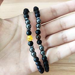 nylry 2/4 Pcs Anti Swelling Black Obsidian Anklet Set Magnetic Hematite Tiger Eye Beaded Stretch Anklets Adjustable Healing Stones for Anxiety Anklet Yoga Chakra Ankle Bracelet Men Women Jewelry