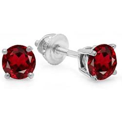 Dazzlingrock Collection 10K 5mm Each Round Cut Ladies Solitaire Stud Earrings, White Gold