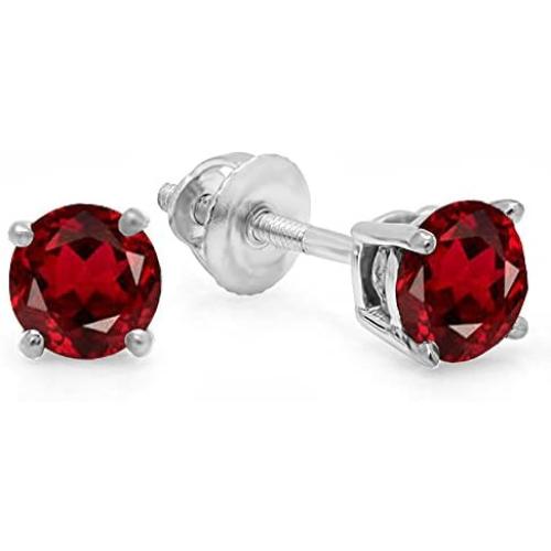 Dazzlingrock Collection 10K 5mm Each Round Cut Ladies Solitaire Stud Earrings, White Gold