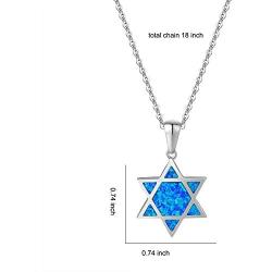 FANCIME Hanukkah Gifts Sterling Silver Created Blue Opal Star Necklace/Dangle Earrings/Bracelet Charm Danity Fine Jewelry for Women