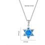 FANCIME Hanukkah Gifts Sterling Silver Created Blue Opal Star Necklace/Dangle Earrings/Bracelet Charm Danity Fine Jewelry for Women