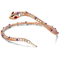 Shiny Shiny Curved Cuff Snake Choker Necklace Rose Gold Color Collar Crystal Cocktail Snake Jewelry