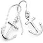 925 Sterling Silver Anchor Navy Sailor Ship Symbol Dangle Hook Earrings 1.1''