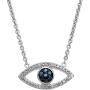 Jewelili Sterling Silver 1/10 Cttw Treated Blue and Natural White Round Diamond Evil Eye Pendant Necklace,17 Cable Chain