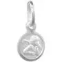 Tiny Sterling Silver Guardian Angel Medal Necklace 5/16 inch Round Italy, 16-30 inch 0.8mm_Box_Chain