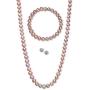 Regalia by Ulti Ramos 17 Inch Cultured Freshwater Pearl (7mm) & Crystal Sterling Silver .925 Jewelry Set (Pink)