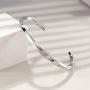 CIUNOFOR Black White Bracelet Polished Stainless Steel Cuff Bangle Bracelet for Men Boys with Simple Twisted Line Design