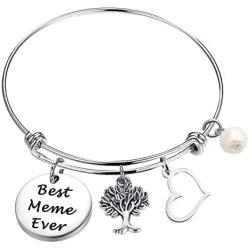 MAOFAED Meme Gift Bracelet Gift for Meme Best Meme Ever Grandma Expandable Wire Bangle Bracelet Grandma Gift