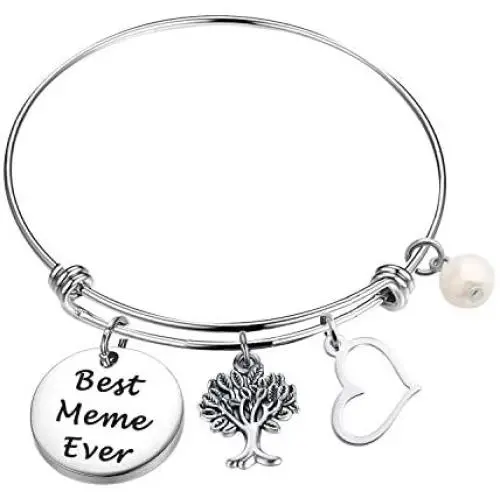MAOFAED Meme Gift Bracelet Gift for Meme Best Meme Ever Grandma Expandable Wire Bangle Bracelet Grandma Gift MAOFAED Meme Gift Bracelet Gift for Meme Best Meme Ever Grandma Expandable Wire Bangle Bracelet Grandma Gift