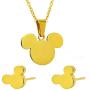 ERLUER Mouse Mickey Jewelry Set for Women Necklace Earrings Sets Stainless Steel Crystal Girls Fashion Gift