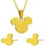 ERLUER Mouse Mickey Jewelry Set for Women Necklace Earrings Sets Stainless Steel Crystal Girls Fashion Gift