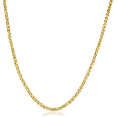 KoolJewelry 14k Yellow Gold Filled 2.5 mm Round Wheat Chain Necklace Unisex Jewelry for Men and Women