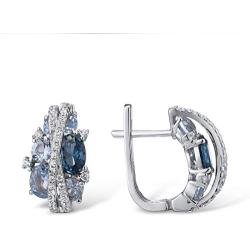 Santuzza 925 Sterling Silver Twisted Earrings Shimmering Cubic Zirconia Trendy Jewelry for Women (Amethyst/Blue Spinel)