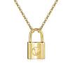Van Chloe Punk Metal Style 925 Sterling Silver Gold Lock Pendant Necklace for Women Men Girls Jewelry Gift for Christmas (B-Gold)