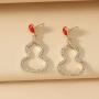 Sinkcangwu Gourd Shape Gold Crystal Earrings Alloy Rhinestone Bohemian Earrings Jewelry For Women and Girl Gift