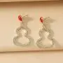 Sinkcangwu Gourd Shape Gold Crystal Earrings Alloy Rhinestone Bohemian Earrings Jewelry For Women and Girl Gift
