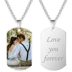 Fanery Sue Personalized Photo Necklace Custom Your Picture Engraved Message Heart Necklace
