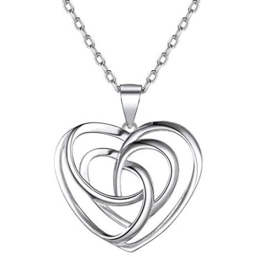 ChicSilver 925 Sterling Silver Good Luck Irish Celtic Knot Necklaces Vintage Triangle/Cross/Round Pendant Necklaces Gift for Women (with Gift Box)