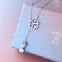 LINLIN FINE JEWELRY 925 Sterling Silver CZ Snowflake Cute Snowman Y-Shaped Lariat Necklace for Women Girls,20''