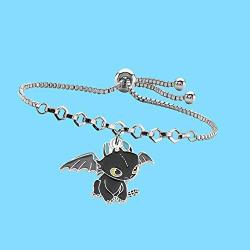 UJIMS White and Black Dragon Bracelet for Couple BFF How to Train Your Dragon Jewelry Light Fury Night Fury Toothless Bangle Gifts