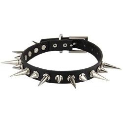 Bystar Unisex Genuine Leather Punk Rock Gothic Spikes Rivets Choker Collar Necklace