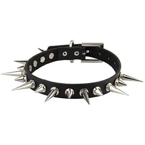 Bystar Unisex Genuine Leather Punk Rock Gothic Spikes Rivets Choker Collar Necklace Bystar Unisex Genuine Leather Punk Rock Gothic Spikes Rivets Choker Collar Necklace