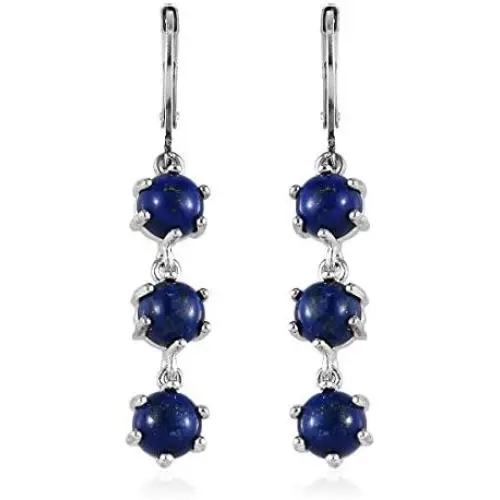 Shop LC Round Lapis Lazuli Stylish Dangle Drop Earrings Fashion Costume Prom Jewellery for Women Mothers Day Gifts