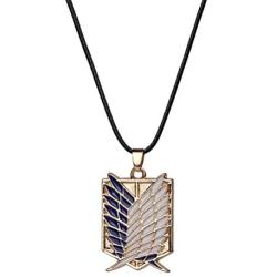 AILUOR Attack On Titan Necklace, Investigation Corps Pendant Necklace, Wings of Freedom Cosplay Necklace Leather Rope Investigation Anime Cartoon Lovers Jewelry for Boys Girls Anime Fan